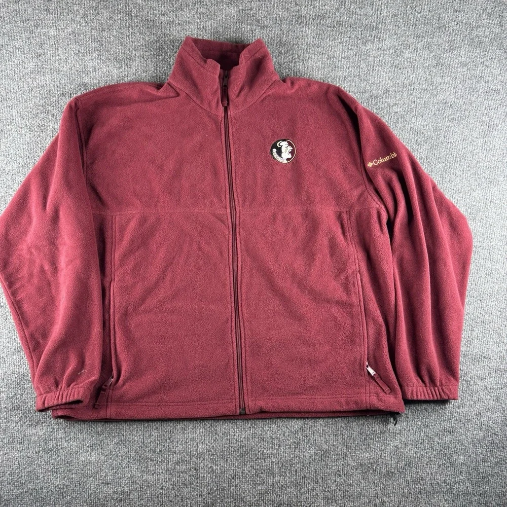Florida State Seminoles Columbia Maroon Jacket Mens XL Fleece Full Zip Football